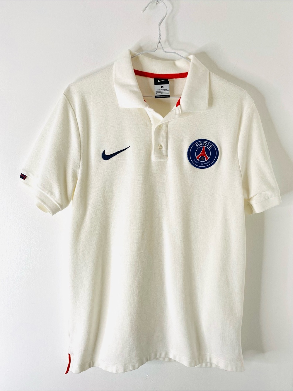 Nike Paris Saint-Germain White Cotton Polo Shirt PSG Soccer Football